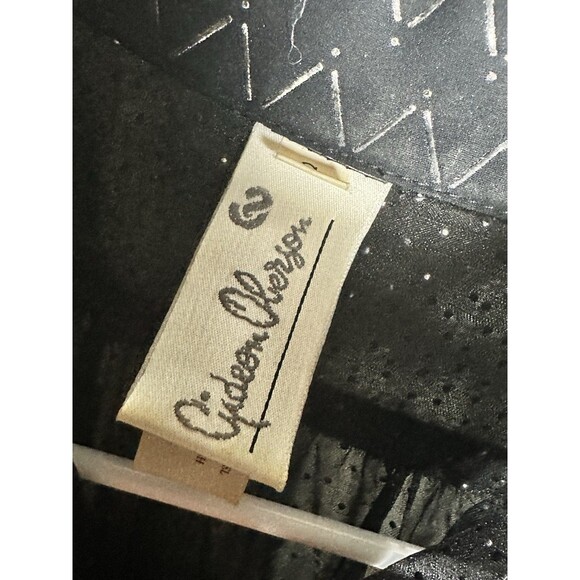 Gideon Oberson Button Down Black With Silver Metallic Sheer Blouse Sz S - Picture 5 of 8